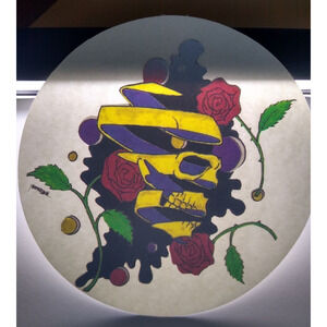 Grateful Dead Spiral Skull Head Red Roses Original Car Window Decal Vintage